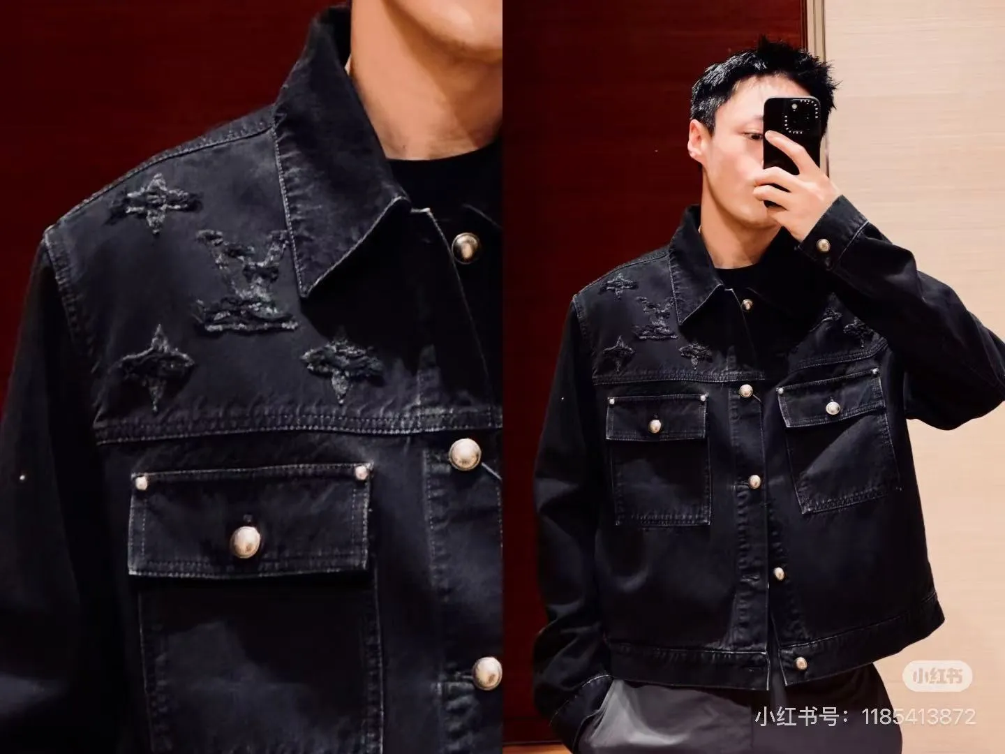 Louis Vuitton 26ss embroidered ripped logo denim jacket